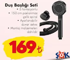 DUŞ BAŞLIĞI SETİ 5 FONKSİYONLU 150 CM PASLANMAZ ÇELİK SPİRAL